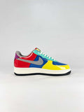 Nike Air Force 1 07 Low DD1982-376 Graphic Patchwork Sneakers Red Blue Yellow Teal White