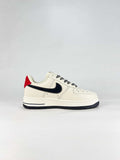 Nike Air Force 1 07 Low DW8806-019 Stussy Script Supreme Box Logo Graphic Detail Sneakers Sail Black Red