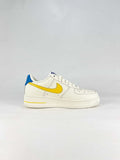 Nike Air Force 1 07 Low FZ1151-100 Color Block Graphic Sneakers White Yellow Blue